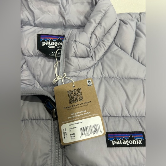 Patagonia Women's XXL Down Sweater Vest Puffer Puff Herring Grey Purple NWT - Picture 5 of 10
